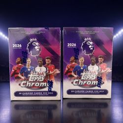 2 Sealed 2026 Topps Chrome Premier League Soccer Boxes