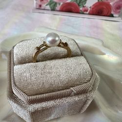 New gold plated freshwater pearl adjustable ring