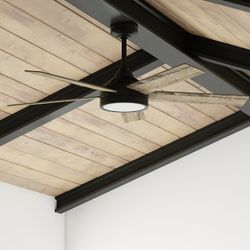 52-IN LED Matte Black with Mocha/Cocoa Blades Ceiling Fan With Light - Remote Included ( 5 -Blade )