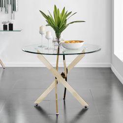 Brand New Tierra Tempered Glass Topped Nest Legged Dining Table - 4 or 6 Seat Sized Kitchen Table