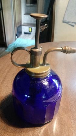 blue vintage perfume bottle