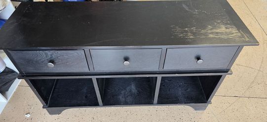 SOLID BLACK WOOD CONSOLE / STORAGE CABINET