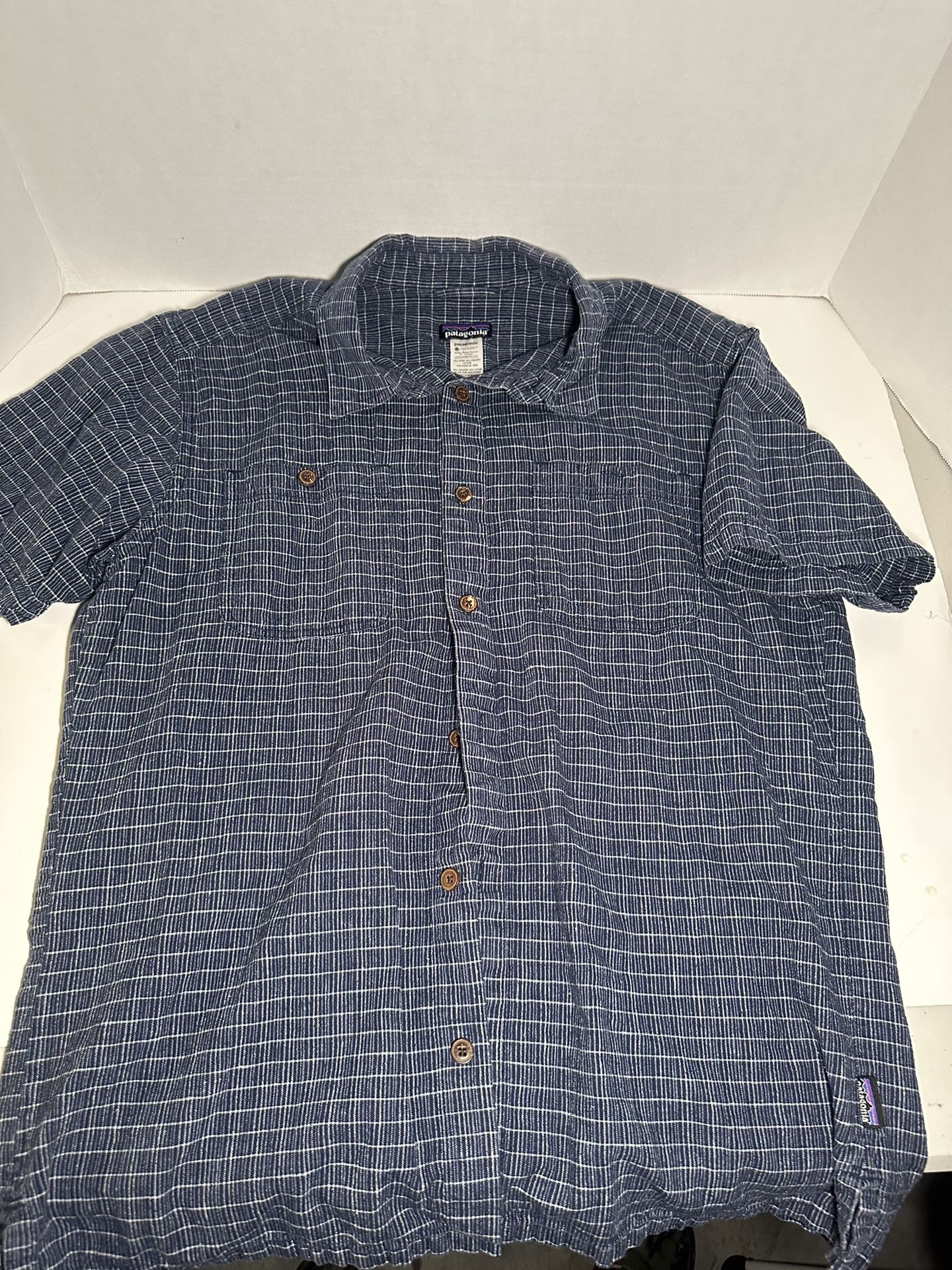 Y2K Vintage Patagonia Button Up Shirt Blue Men’s Size Medium