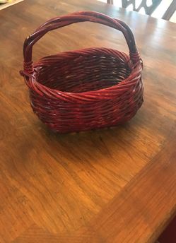 Small red basket great for apples or to make someone a holiday basketb
