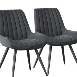 Comfy Thick Cushions Modern Dining Chairs Set Of 2 - Upholstered Fabric Kitchen Side Chairs with Metal Legs - Suitable for Office Bar Kitchen Dining