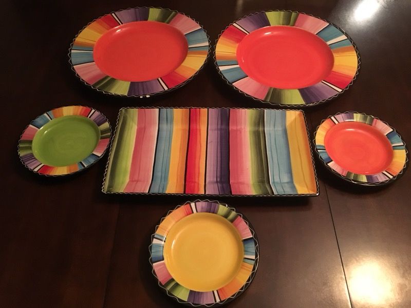 Nancy Green Certified International “Serape” Edition Dinnerware Dishes Dinner Plates