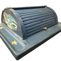 Vintage Folk Art Americana Rolldown Wood Desk Topper Rare 