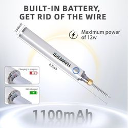 Rechargeable Dual-Heating Thread Burner Kit,Cordless Thread Zapper with Replacement Tip,Cleaning Brush,Tool Stand,Burning Pen for Jewelry Making,Beadi