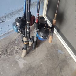 6 Fishing Rods and 2 Tackle Boxs