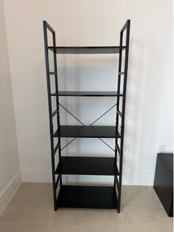 Industrial 5-Tier Bookshelf / Storage Shelf (Black Metal)