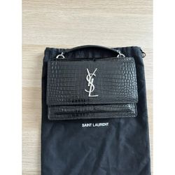 Saint Laurent Crocodile Embossed Medium Bag