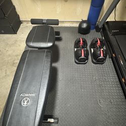 Bowflex SelectTech 552 Adjustable Dumbbells And Marcy Multi Position Utility Bench