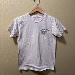 Men’s Small Captain Fin Co. 1967 Fish Market Oceanside White Short Sleeve Shirt