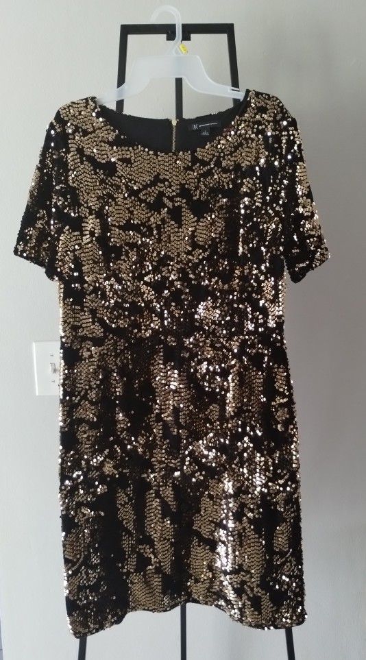 Stunning Black and Gold Sequins Dress For Sale 