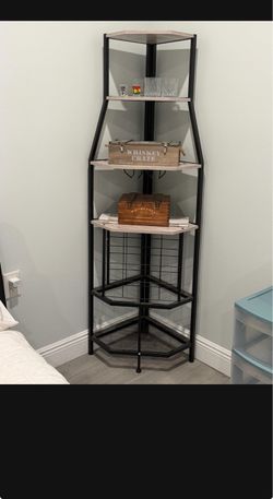 5-Tier Corner liquor Shelf Unit Black Metal