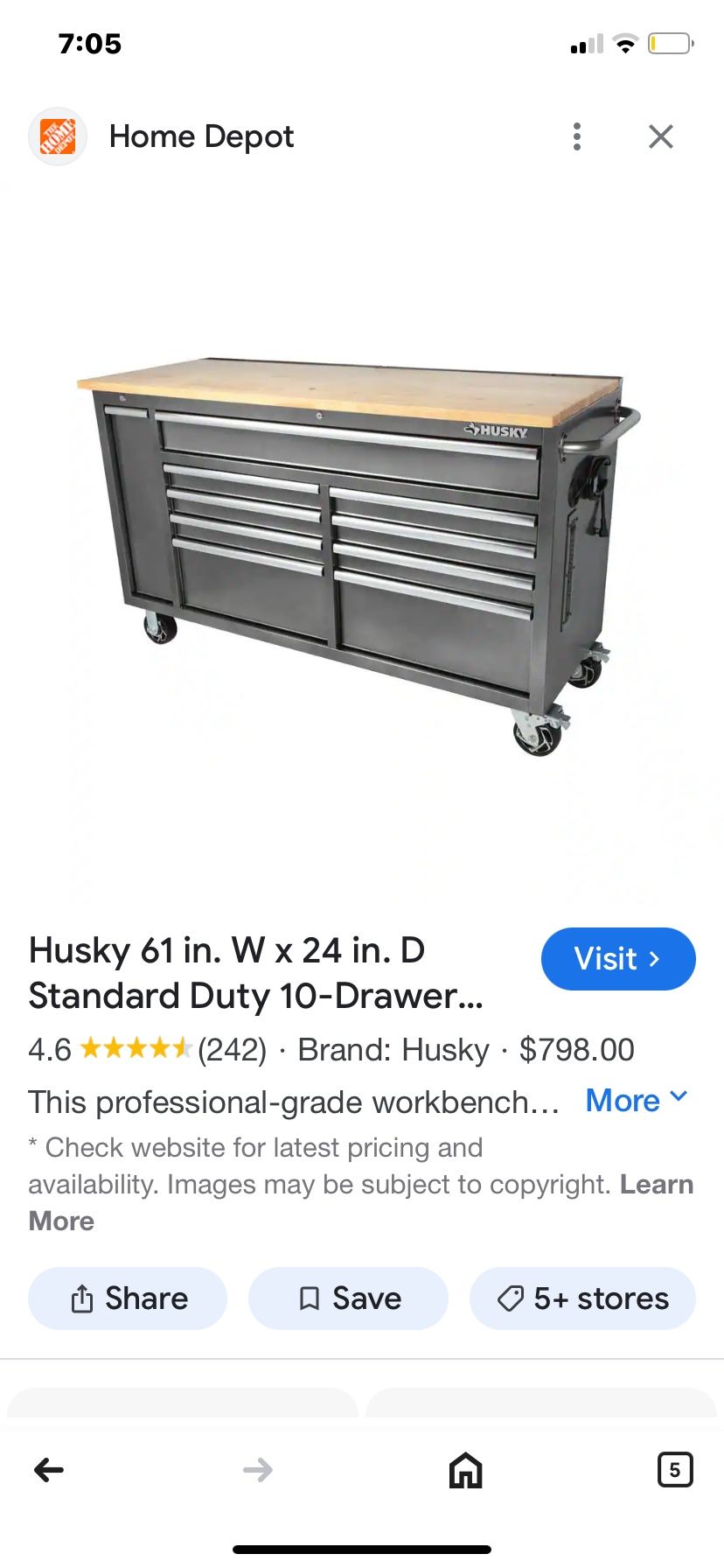 Husky Work Bench- Like New!