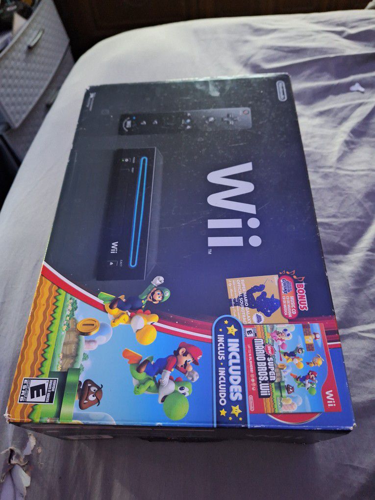 Only the box nintendo wii console with new super mario bros Nintendo Wii Black New Super Mario Bros *REPLACEMENT BOX & INSERT ONLY* $50
