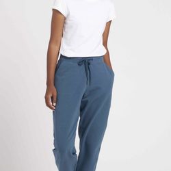 Universal Standard Blue Heather Brushed Terry Drawstring Jogger in Goblin Blue 