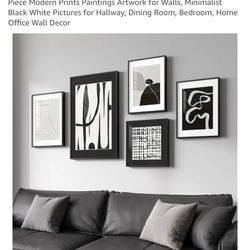 Framed Black and White Abstract Wall Art