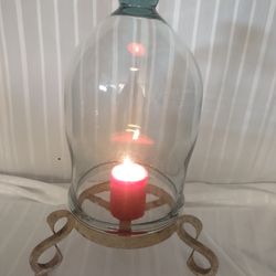 Extra Large Recycled Dome Glass Or Candle Holder. 