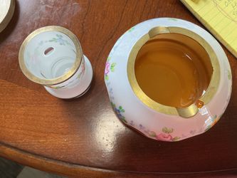 Antique ashtray and match holder set