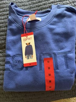 ESPRIT MEDIUM Crewneck Sweatshirt BLUE Retro Logo NWT Costco