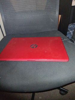 Red HP laptop