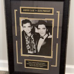 Awesome Framed Photo of Johnny Cash & Elvis Presley With Quote