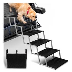 Dog Ramps for Cars, Portable Folding Dog Stairs for Cars, SUV, Trucks, Lightweight Pet Ramp for Large Dogs with Non-Slip Surface