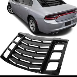 Fits 11-22 Dodge Charger IKON Gloss Black Rear Window Louver Cover Sunshade 3PCS