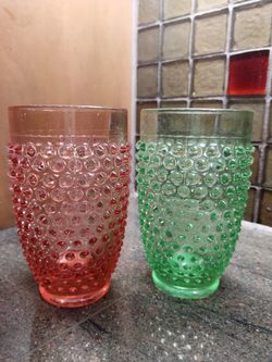 Vintage Hobnail Color Glass Tumblers