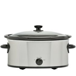6 Quart Oval Slow Cooker, Stainless Steel Finish, Glass Lid, Model # MS(contact info removed)2168S, Three Temperature 