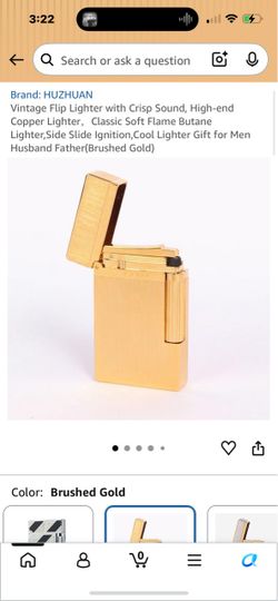 HUZHUAN Brushed Gold Flip Butane Lighter