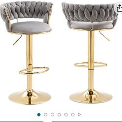 Two Gray Bar Stools 