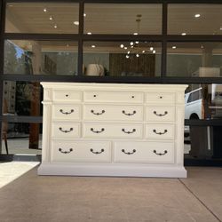 Large White Solid Wood Dresser 