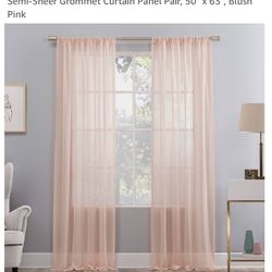 50x96 Sheer Blush Pink Curtains (2 Panels)