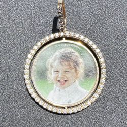 10k solid yellow gold bilateral Memory pendant 3.5CTW Natural diamonds charm