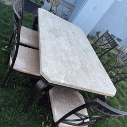 Elegant Metal And Marble Dining Set