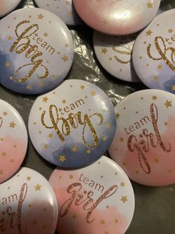 General Reveal Pins & Gender Reveal Confetti & Powder Cannon 