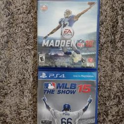 Lot of 2 PS4 Video Games Madden 16 & MLB 15 The Show NICE!