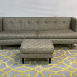 ( Delivery Available ) Cb2 Avec Gray Sofa with Ottoman