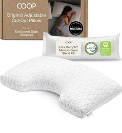 Coop Home Goods Original Cut-Out Adjustable Pillow, Queen Size Bed Pillows for Neck & Head Support, 18 x 28 “ Memory Foam Pillows - Medium Firm for Si