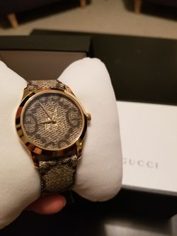 New Gucci G Timeless GG Motif Canvas Motif Strap 38mm Unisex