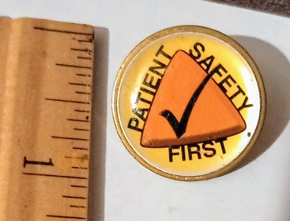 Patient Safety First Check Mark Vintage Collectible Lapel Pin A-1