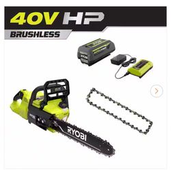 40V HP Brushless 14 in. Electric Battery Chainsaw and Extra Chain with 6.0 Ah Battery and Charger