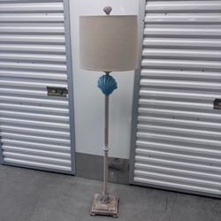 Delphina Gili Beach 65" Faux Wood Coastal Seashell Beach Ceramic Floor Lamp