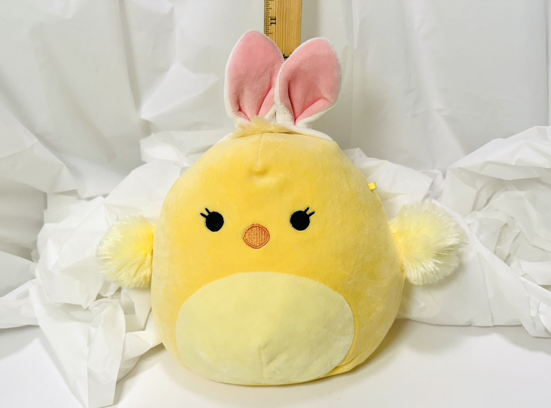Squishmallows 8” X 12” Aimee Yellow Chick w/Bunny Ears 2021 Easter Squad