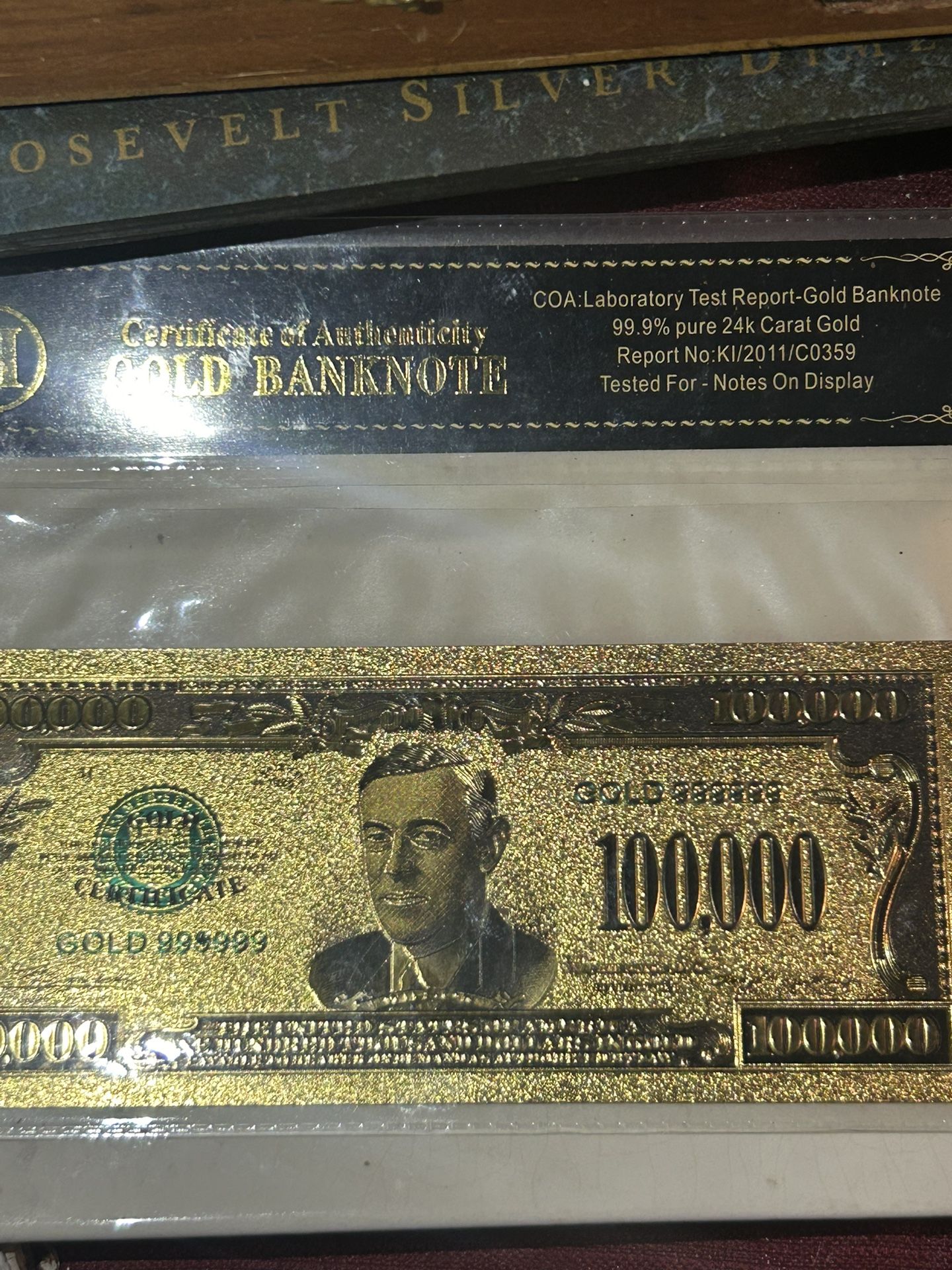 Two individual 24 karat gold with CLA bank notes