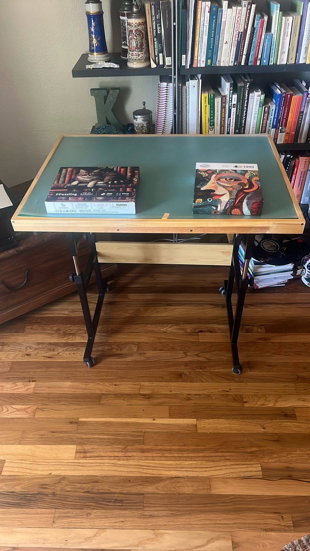 Very cool puzzle table with 2 puzzles