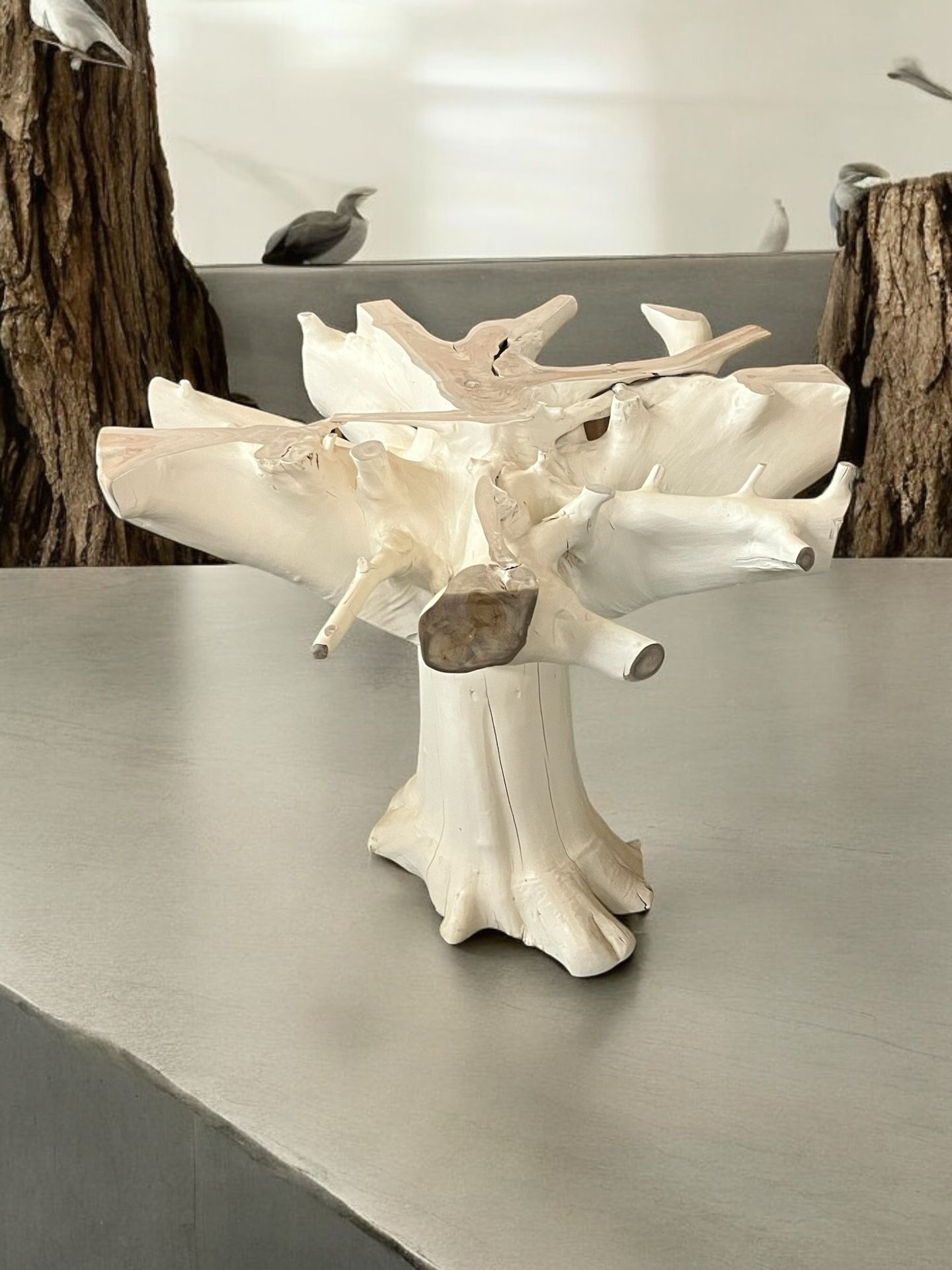Teakwood White Base For Dinner/Breakfast Table ( No Glass)
